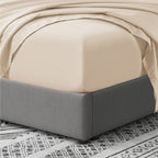 Cathay Home King Fitted Sheet - Double Brushed Ultra Soft – Wrinkle & Fade Resistant - 14' Standard Pocket Fitted Sheet Only - Good Fit For 12'-16' Deep Mattress (King, Cream)