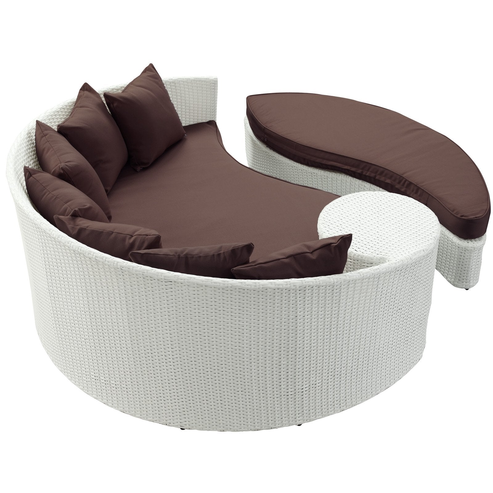 Lexmod Taiji Outdoor Wicker Patio Daybed With Ottoman - Thumbnail 5
