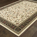 HomeRoots 509112 10 x 13 ft. Ivory & Black Oriental Power Loom Stain Resistant Rectangle Area Rug