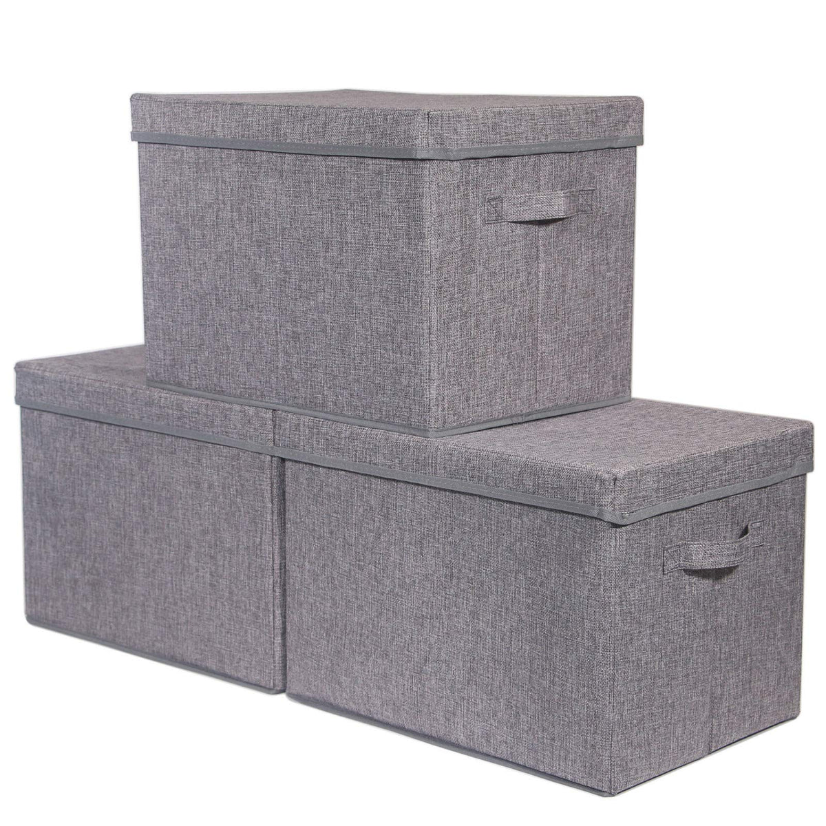 TENABORT 3 Pack Large Foldable Storage Box with Lids Fabric Storage Cube Organizer Cloth Containers Bins Baskets for Closet Clot