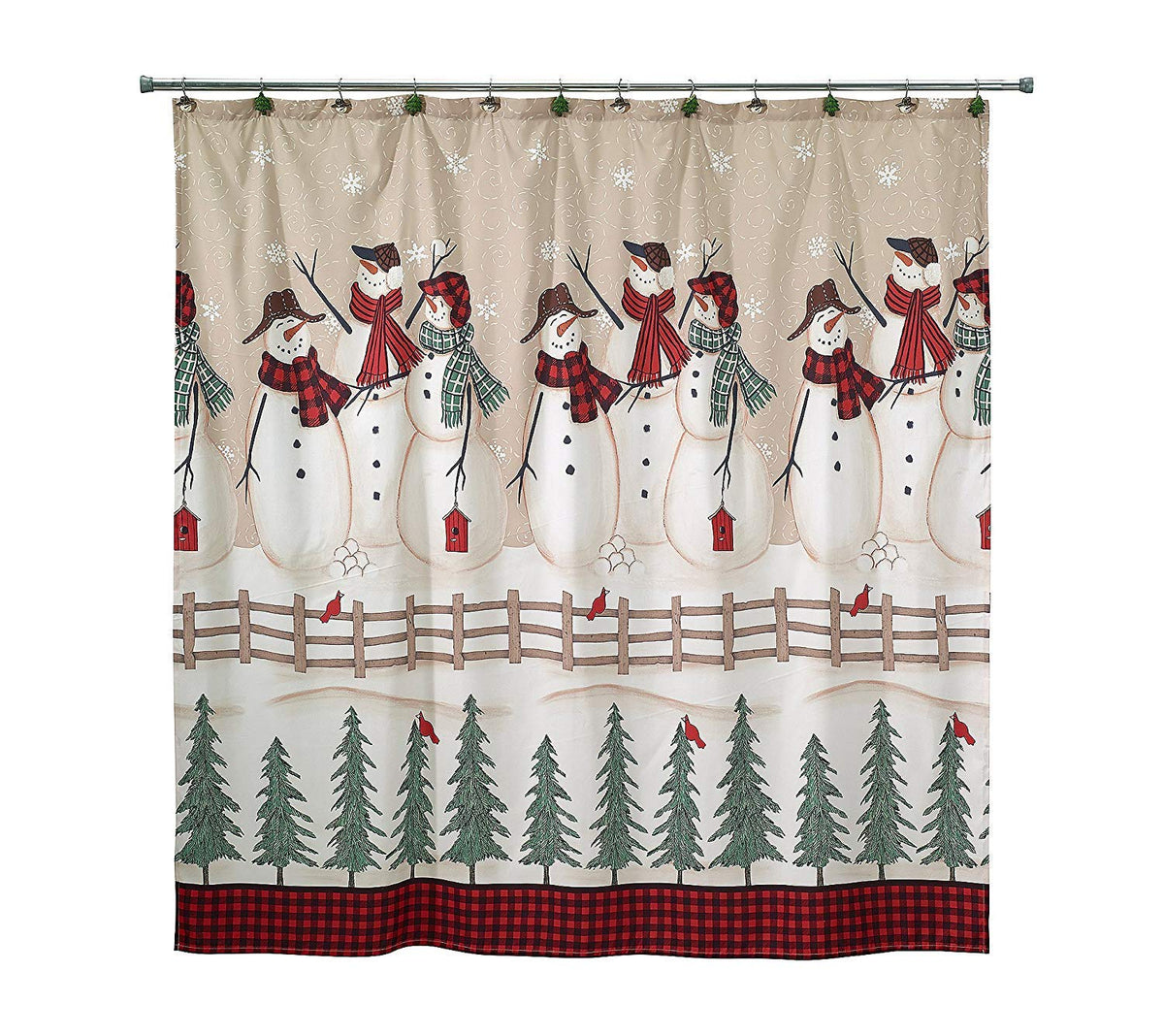 Avanti Linens - Fabric Shower Curtain, Holiday Inspired Bathroom Decor (Snowmen Gathering Collection, 72')