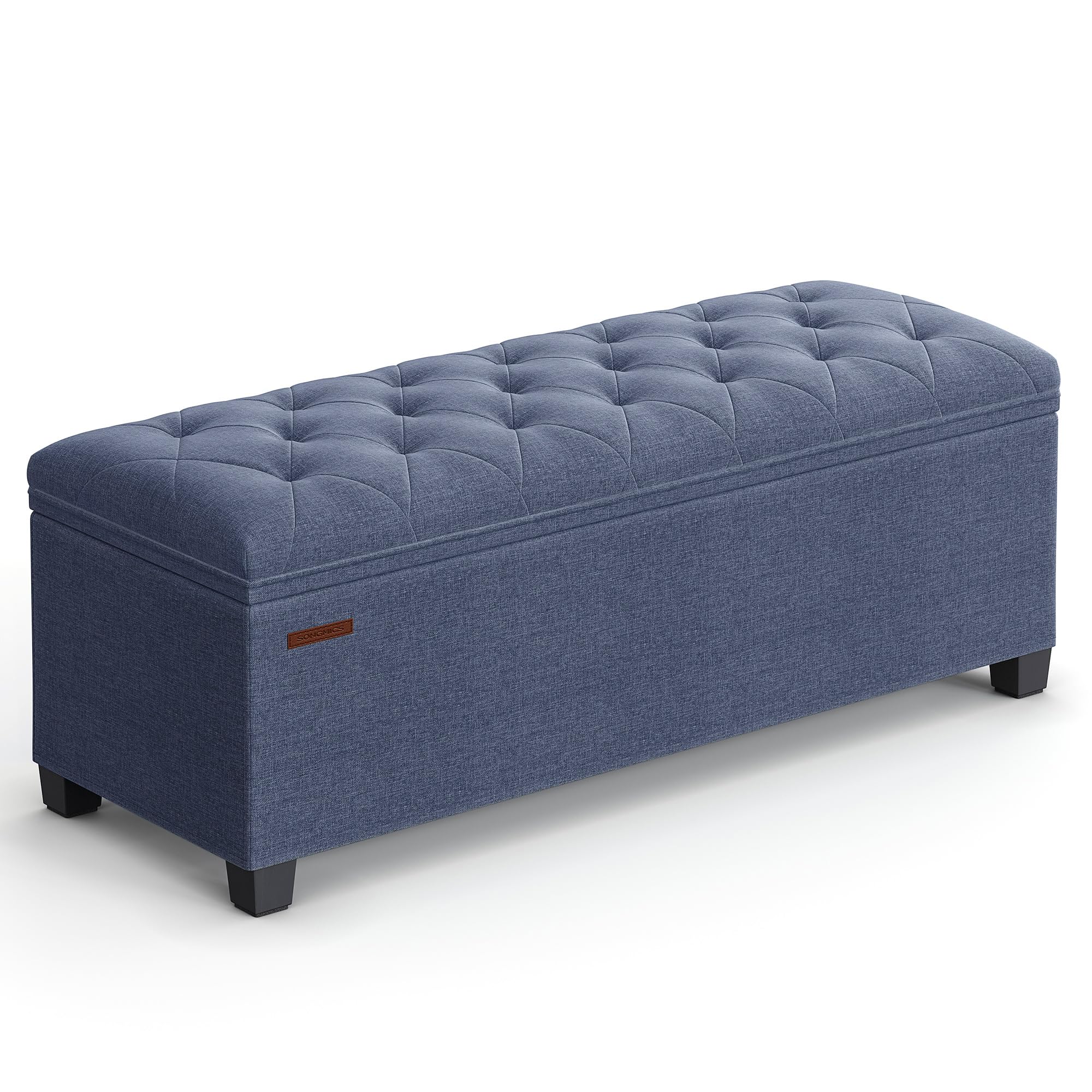 Songmics Storage Ottoman Bench, Foot Rest With Legs, 15.7 X 43.3 X 15.7 Inches, End Of Bed Bench, Storage Chest, Load Up To 660 Lb, For Living Room, Bedroom, Entryway, Light Denim Blue Ulsf088Q01