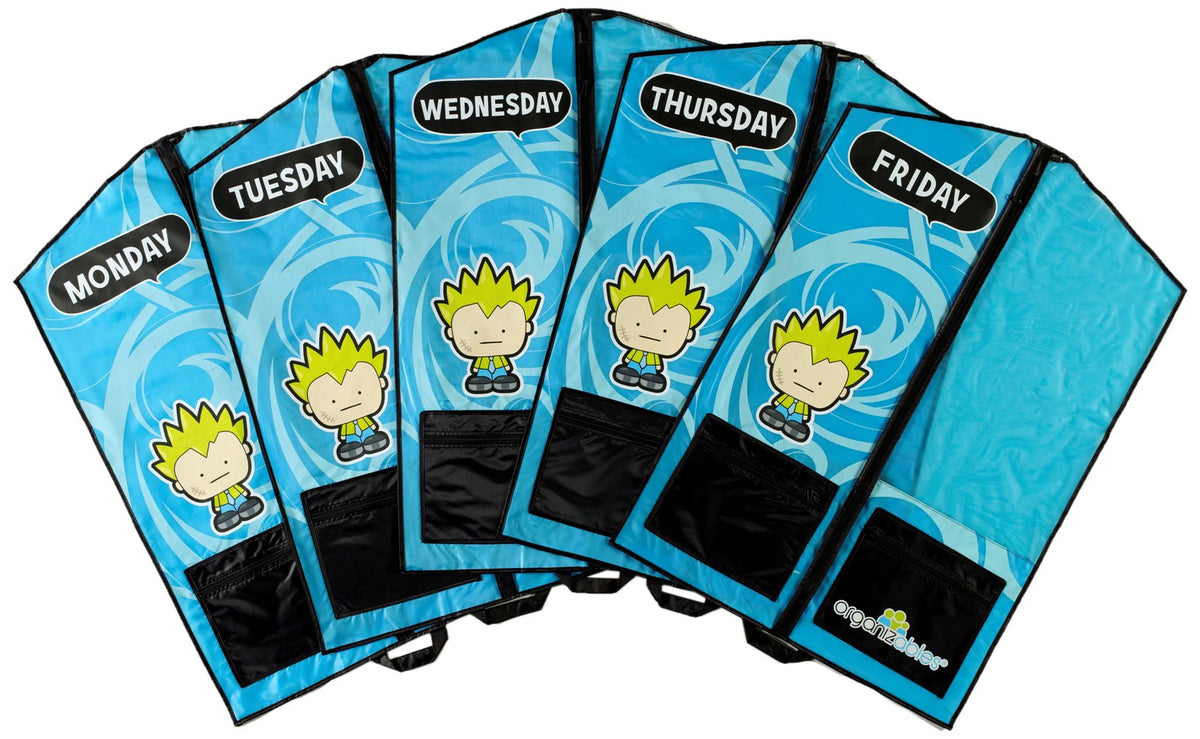 Organizables Childrens Hanging Clothes Organizer, Boys Deluxe Weekday Set, Blue