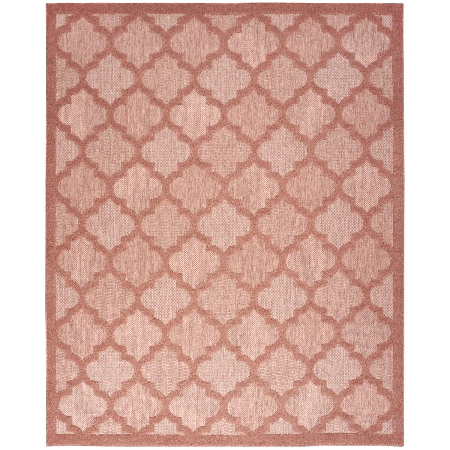 Nourison Easy Care Indoor/Outdoor Coral/Orange 8' X 10' Area Rug, Easy Cleaning, Non Shedding, Bed Room, Living Room, Dining Roo