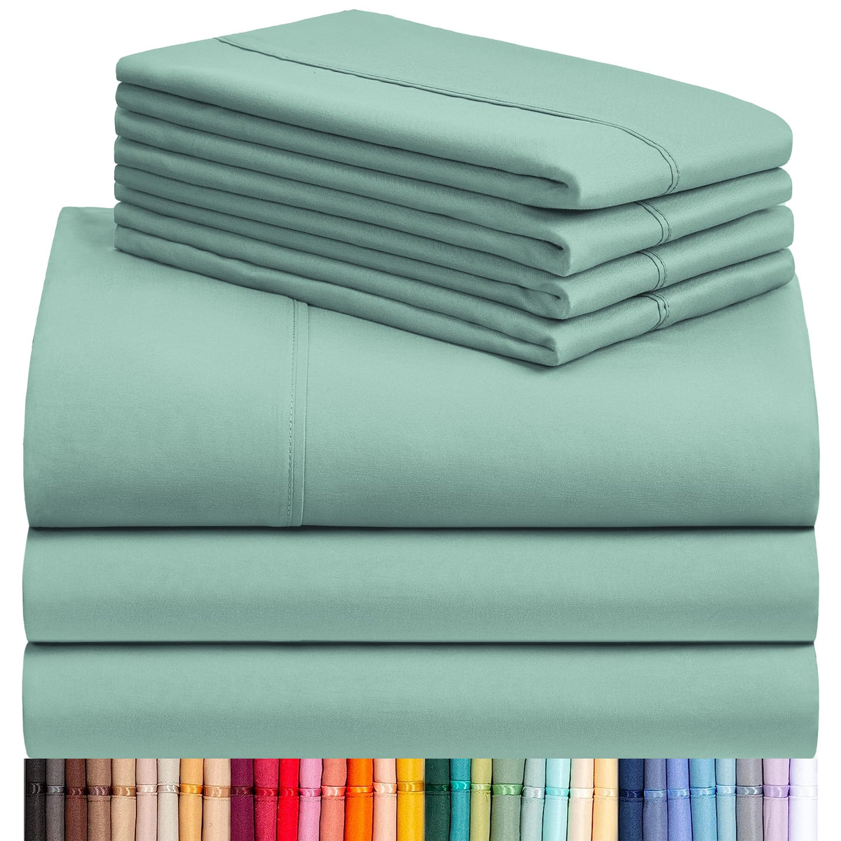 Luxclub 7 Pc Split King Sheet Set Bed Sheets Deep Pockets 18' Eco Friendly Wrinkle Free Cooling Sheets Machine Washable Hotel B