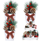 Jexine 3 set Christmas Tiered Tray Decor Mini Potted Eucalyptus Decor Farmhouse Plant Decor Items for Tiered Trays Farmhouse Art