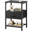 Huuger Night Stand with Fabric Drawer, Side Table with Mesh Shelf, Bedroom Nightstand, Fabric Drawer Dresser, Open Shelf, Metal 
