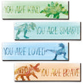 Yalikop 4 Pcs Dinosaur Room Decor for Boys, Inspirational Dinosaur Posters for Kids Room, Dinosaur Wall Decor for Nursery Room C