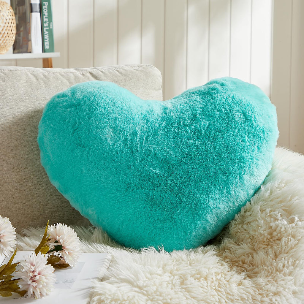 EastTree Heart Pillows, Teal Heart Shaped Pillows, Ultra Soft Extra-Large Fluffy Pillows, Love Throw Pillows Gifts, Women Girls 