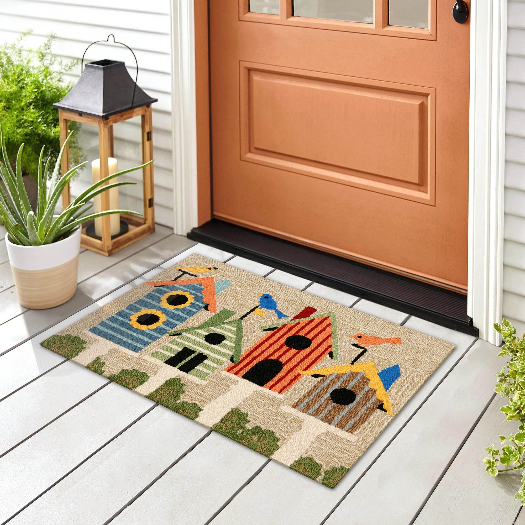 Liora Manne Frontporch Birdhouses Indoor/Outdoor Rug, 2 X 3 Ft