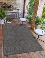 Unique Loom Outdoor Solid Collection Area Rug (10' x 13' 1'' Rectangle Black/Ivory)