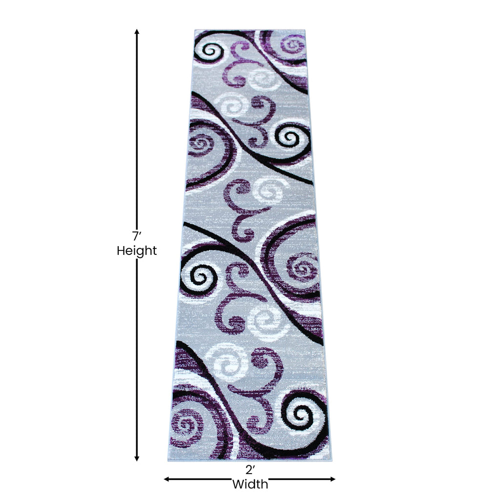 Flash Furniture Valli Collection Area Rug - High Pile Purple Olefin Rug - 2' X 7' Area Rug - Jute Backing - Hallway, Entryway, Bedroom, Living Room