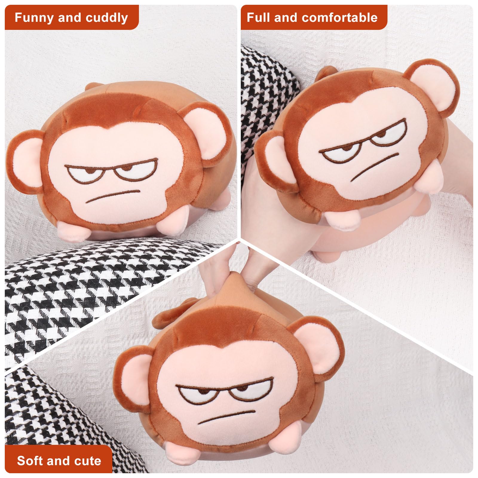Achwishap Monkey Stuffed Animals,Monkey Plush Toy Hugging Pillow,Monkey Plush Pillow,Fluffy Monkey Throw Plushie Doll,Unique Plu