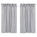 Cackleberry Home Black and White Ticking Stripe Cafe Curtains 28 Inches W x 30 Inches L Woven Cotton, Set of 2
