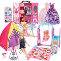 ZHENYETAI 180 Piece Doll Wardrobe&Toy Folding Wardrobe  Includes Folding Wardrobe+Swing Slide+Tent+Stargazing Set with Rich Acc