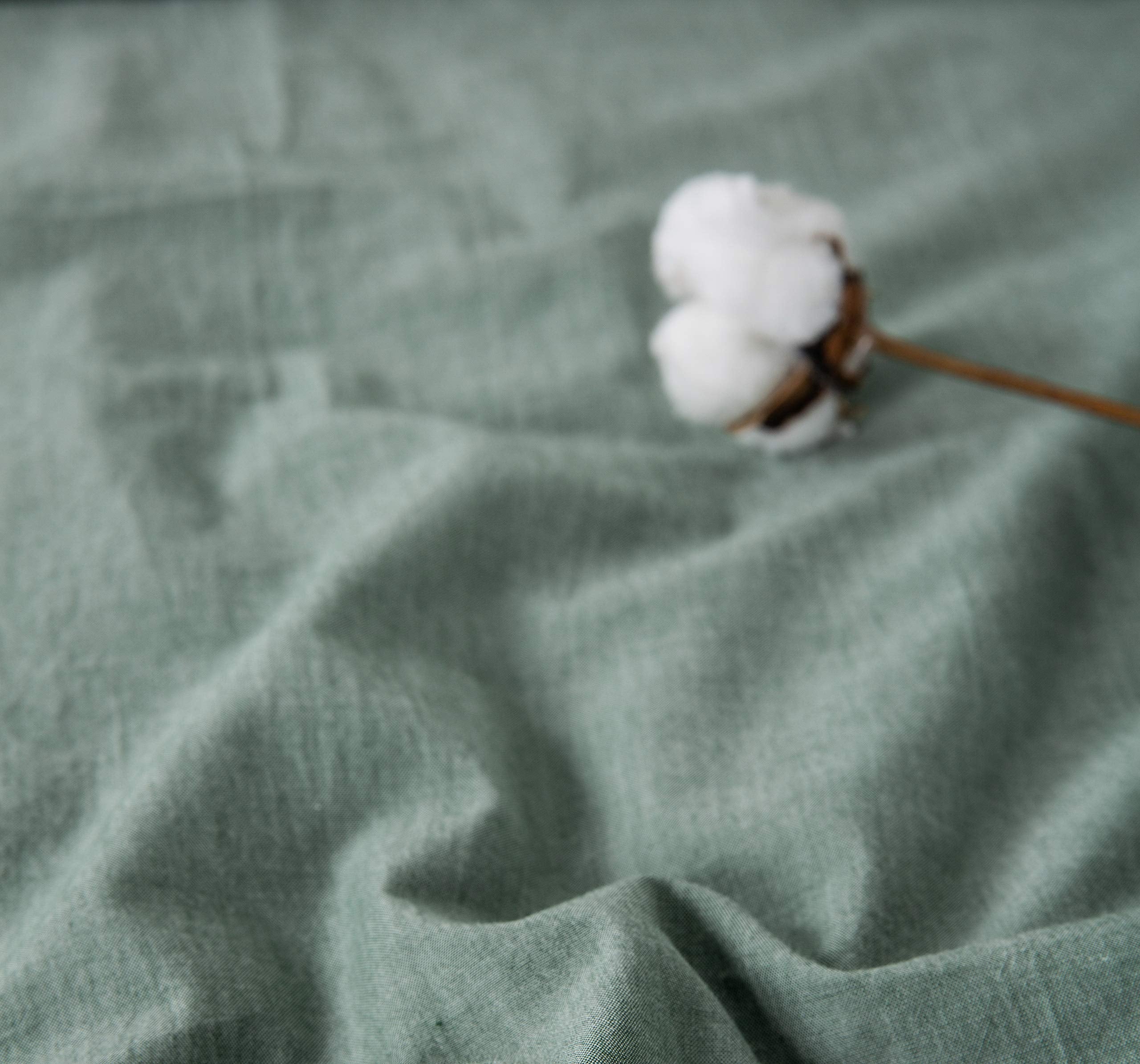 F.Y.Dreams 100% Washed Cotton Duvet Cover For Weighted Blanket 48X72 Inches With 8 Ties, Zipper On Long Side/Grass Green/Just Du