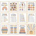 Whaline 12 Sheets Calming Corner Classroom Posters Boho Mental Health Feelings Chart Back To School Calm Down Coping Skills Educ