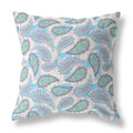 HomeRoots Blue Green Pink Broadcloth 28â€ Blue Green Boho Paisley Indoor Outdoor Throw Pillow