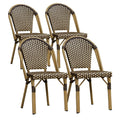 PURPLE LEAF Outdoor Dining Chair Set of 4 Aluminum Wicker Rattan Chairs for Garden Kitchen Backyard Porch Bamboo Print Finish Pa
