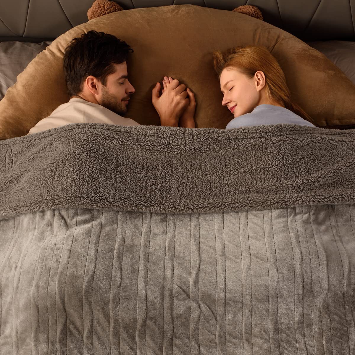 Bearhug Electric Blanket King Size 100' X 90', Dual Controller Heated Blanket, Velvet & Sherpa, 10-Heat Levels & 1-12H Auto Of