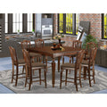 East West Furniture CHEL9-MAH-C Chelsea 9 Piece Counter Height Pub Set Includes a Square Dining Table with Butterfly Leaf and 8 Linen Fabric Upholstered Kitchen Chairs, 54x54 Inch
