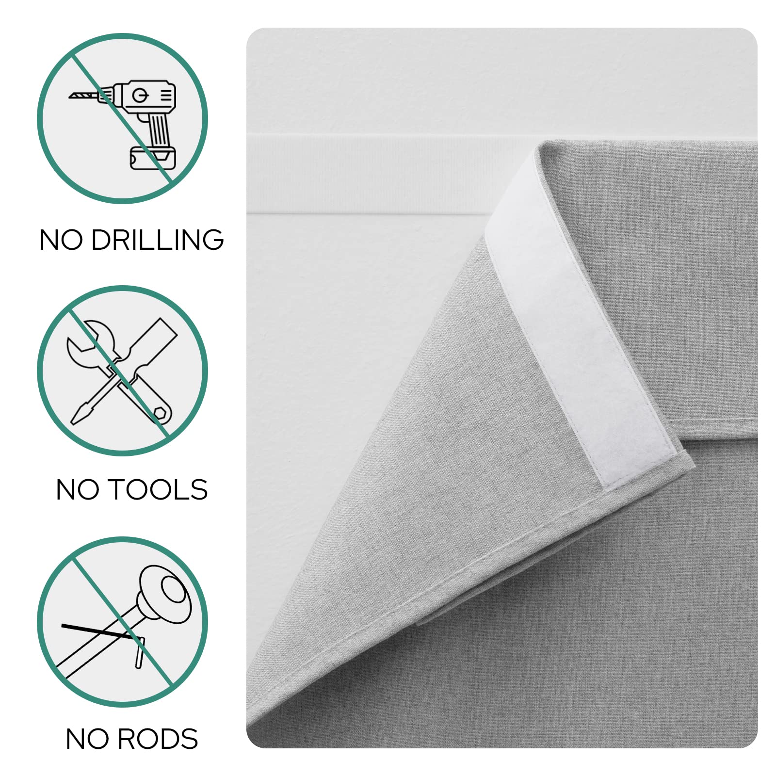 HOMEIDEAS Blackout Linen French Door Curtains, 26"x20", Light Grey, Thermal Insulated, Privacy Small Door Window Shades, 1 Panel