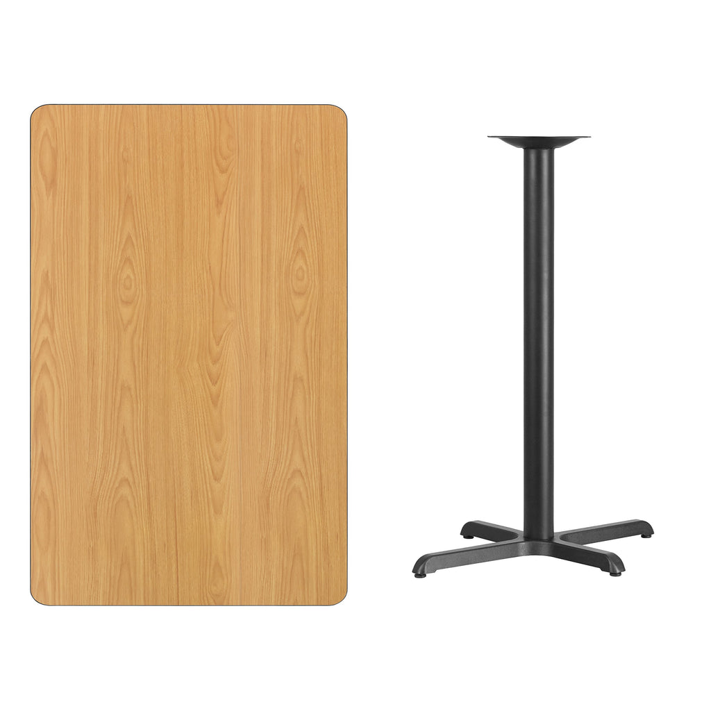 Flash Furniture Stiles 30'' x 48'' Rectangular Natural Laminate Table Top with 23.5'' x 29.5'' Bar Height Table Base