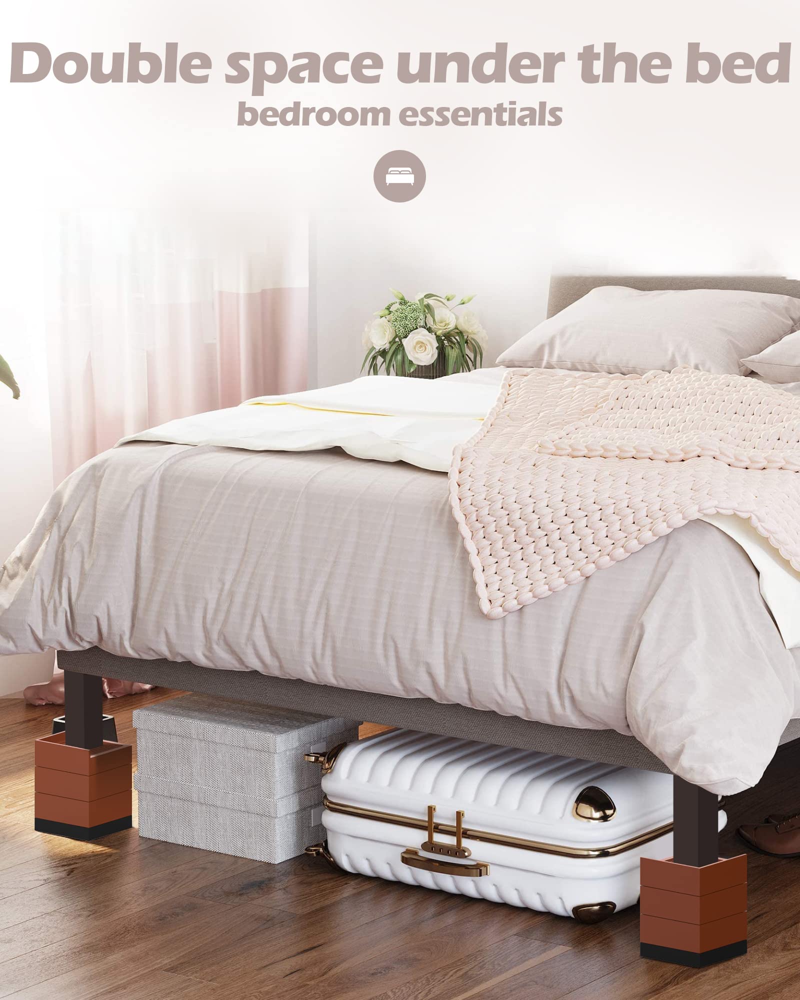 Furniture Risers, Tclouda Bed/Sofa/Desk/Table/Chair Leg/Fridge Lifts To 1.5, 3 And 4 In, Rectangle Adjustable Risers Blocks For