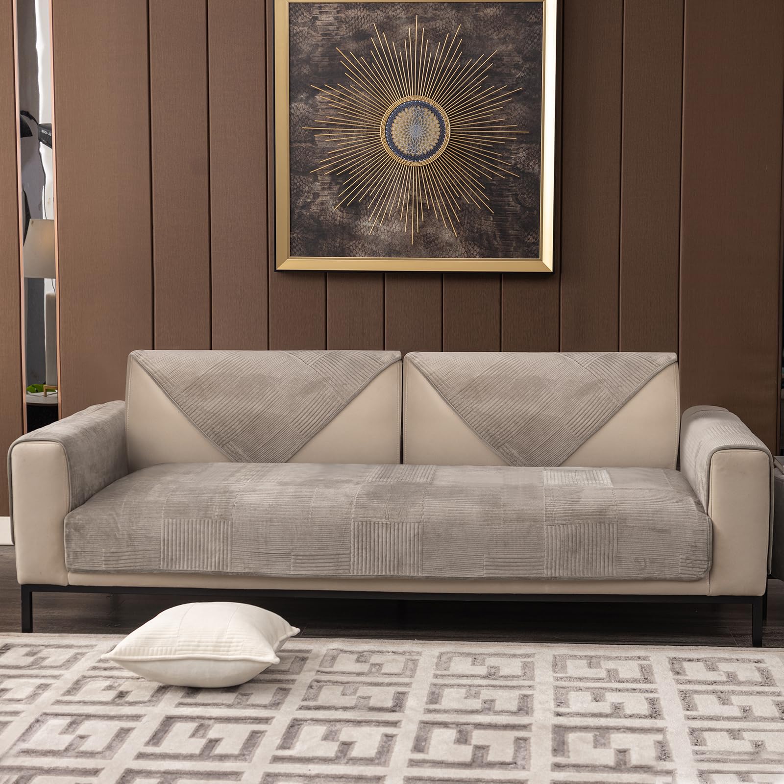 Tewene, Backrest Cover Sectional Sofa Cover Velvet Sofa Cover Anti-Slip L Shaped Couch Cover Sectional Couch Cover For Dogs Couc