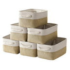 TheWarmHome Storage Basket for Shelves - 12x8x5.2 inch Small 6 Pack Collapsible Storage Bin for Closet with Handles, Fabric Stor