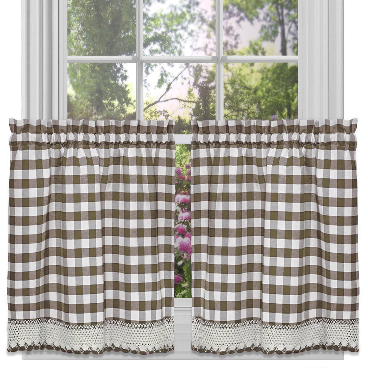 Sweet Home Collection Kitchen Window Curtain Treatment Panel, 24', Taupe