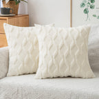 Miulee Cream White Christmas Throw Pillow Covers 18X18 Set Of 2 Decorative Farmhouse Couch Throw Pillows Boho Shells Soft Plush