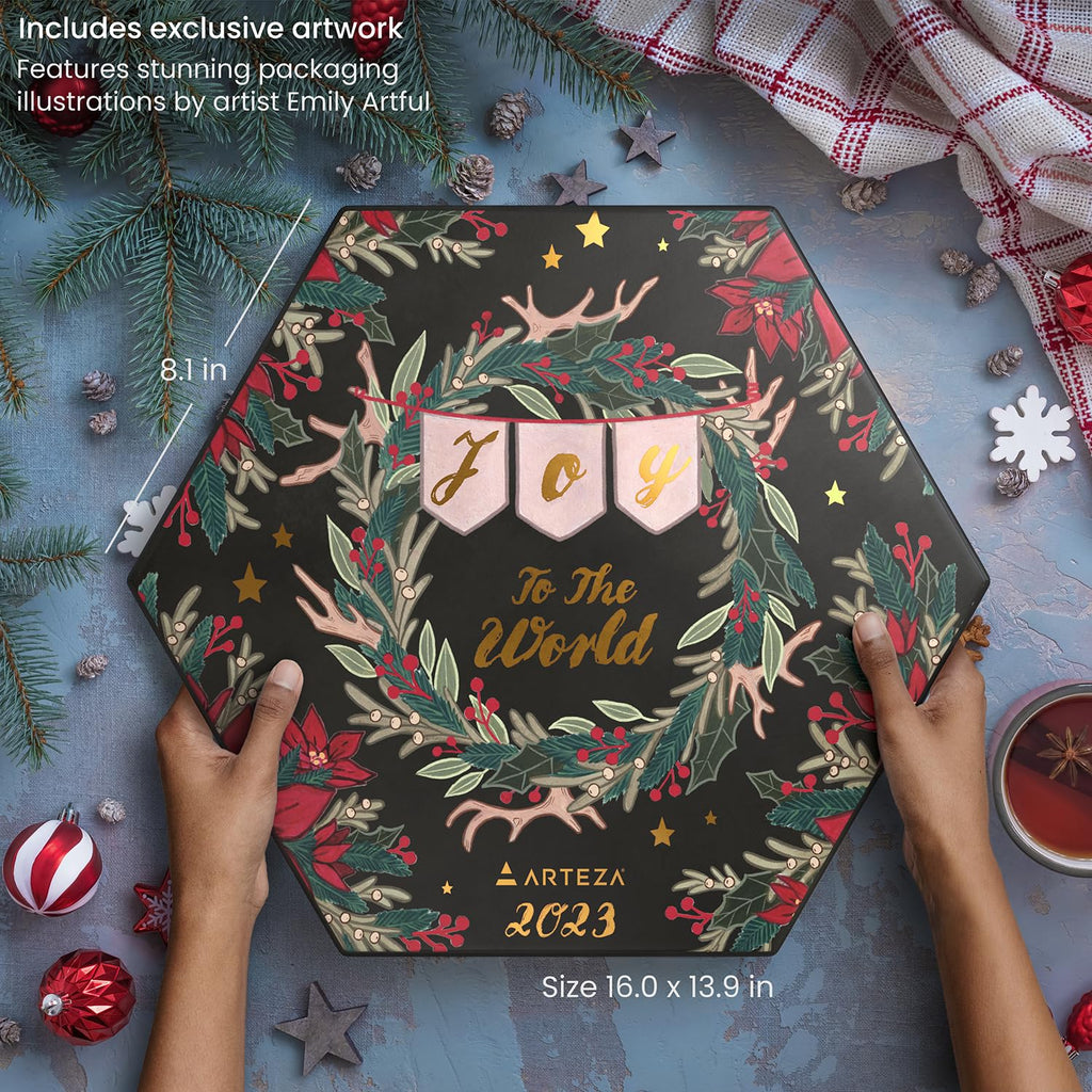 Arteza Advent Calendar 2023 (Fine Art, 12 Days) Art Supplies Holiday Gift For Adults, Includes Acrylic, Gouache & Watercolor Pai