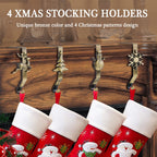 Oufini Christmas Stocking Holders For Mantle-Christmas Stocking Hangers For Mantel Set 4,Stocking Hooks For Mantle, Stocking Hol