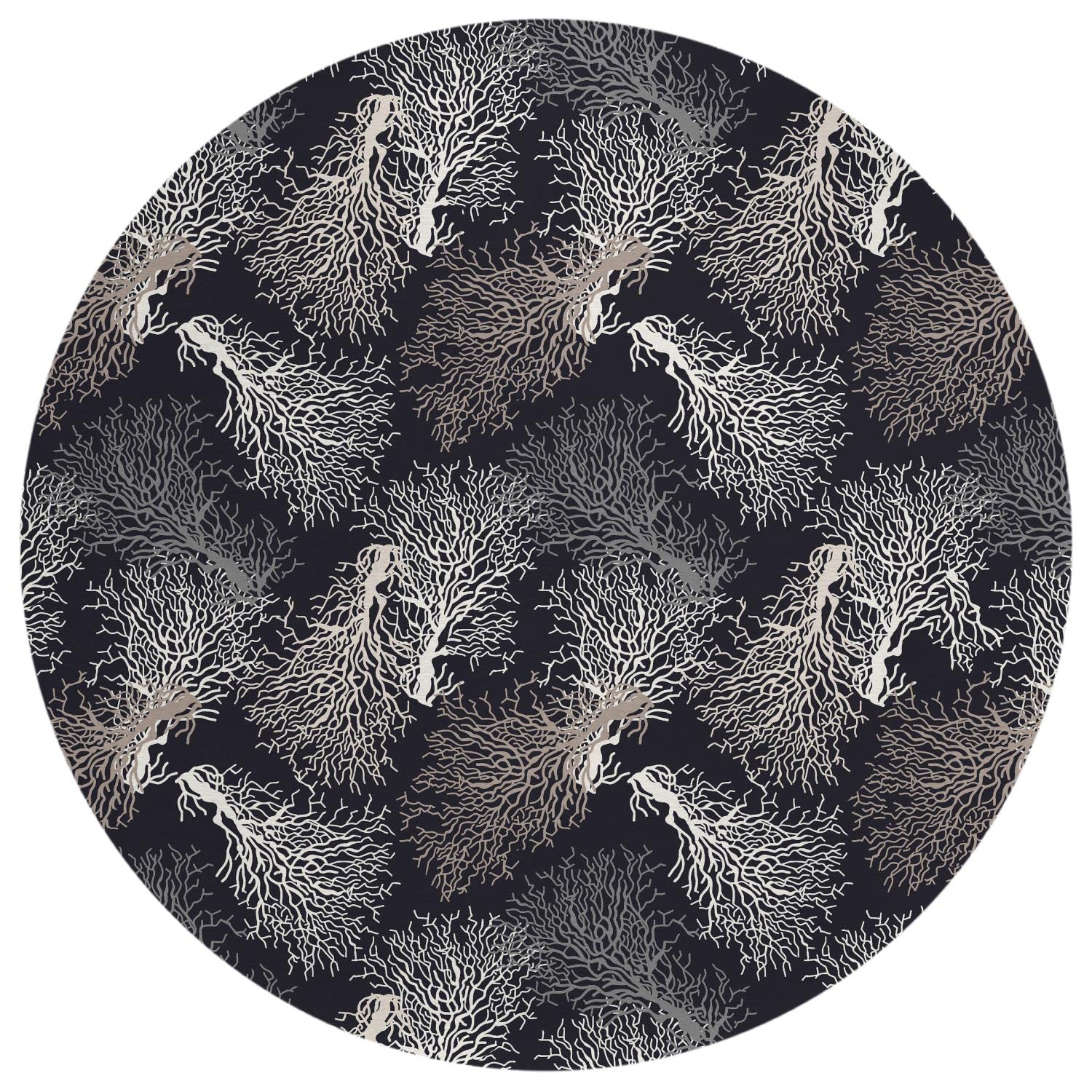 Addison Rugs Harpswell Ahp31 Blue 8' X 8' Indoor Outdoor Round Rug, Easy Clean, Machine Washable, Non Shedding, Bedroom, Living Room, Dining Room, Kitchen, Patio Rug