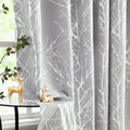 Fmfunctex Silver Tree Grey Blackout Curtains 63 Inches For Bedroom Living Room Metallic Branch Print Window Panels Thermal Insul