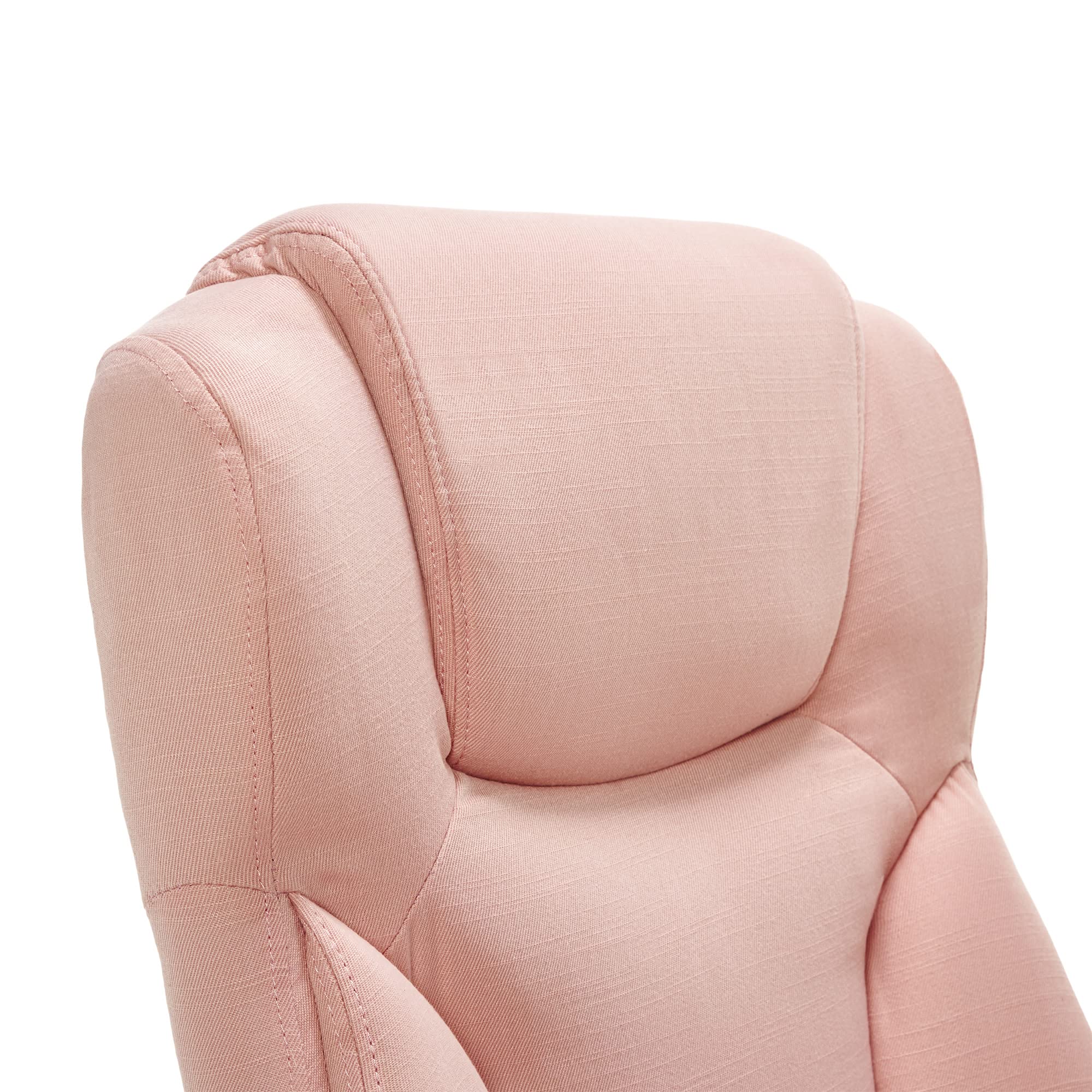 Serta Executive High Back Office Chair With Lumbar Support Ergonomic Upholstered Swivel Gaming Friendly Design, Microfiber, Pink