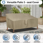 Outdoorlines Outdoor Waterproof Patio 3-Seater Couch Cover - Uv Resistant Patio Sofa Furniture Covers Weatherproof Heavy Duty Glider Covers For Outdoor Furniture, 76Wx32.5Dx33H Inches, Camel