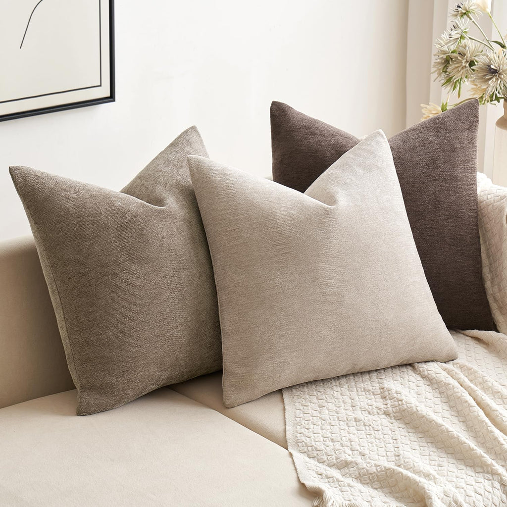 Miulee Pack Of 2 Dark Brown Decorative Pillow Covers 20X20 Inch Soft Chenille Couch Throw Pillows Farmhouse Cushion Covers For Home Decor Sofa Bedroom Living Room