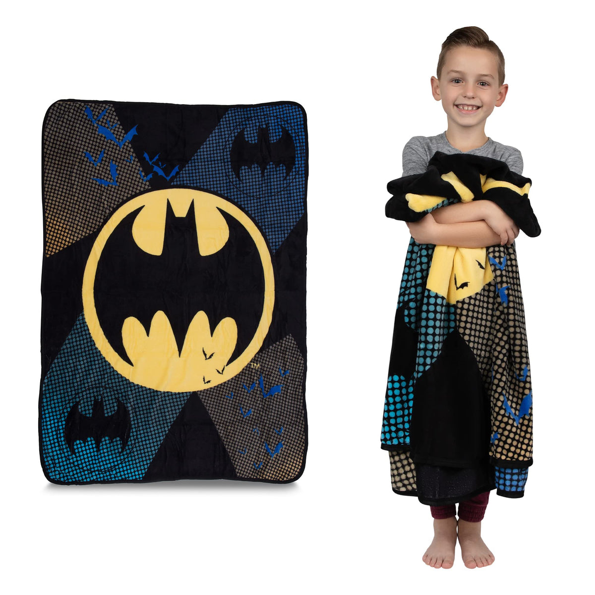 Franco Kids Bedding Super Soft Micro Raschel Throw, 46 In X 60 In, Batman