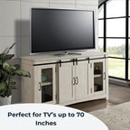 Martin Svensson Home Rustic 65” Solid Wood Tv Stand With Storage, All Antique White