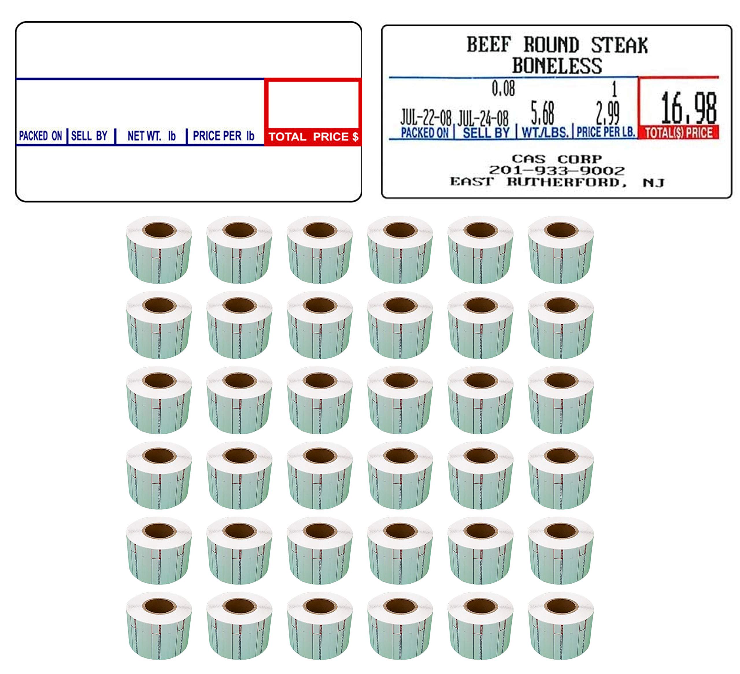 Pokanic Labels Lst-8000 Thermal 36 Rolls - 36,000 Labels 58 X 30Mm Printer Printing Scale Compatible With Cas Lp-1000 Cl-5000 Cl