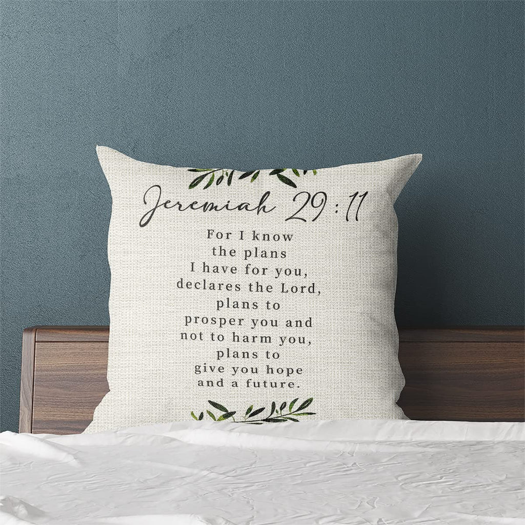 Bible Verse Throw Pillow Cover Cushion Case, Blessing Gift, Scripture Art, Scripture Sayings, Bible Quote, Jeremiah 29:11, Churc