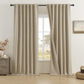 Dualife Room Darkening Panels/Curtains/Drapes For Bedroom Thermal Insulated Privacy Draperies,50 Inches By 96 Inch,2 Panesl,Tan
