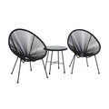 DUKAP Sassio 3 Piece Patio Seating Set with Two Chairs and One Coffee Table, Outdoor Conversation Seats with Weather and Water Resistance, Spacious Porch Furnitures for Ultimate Comfort | Black