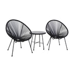 DUKAP Sassio 3 Piece Patio Seating Set with Two Chairs and One Coffee Table, Outdoor Conversation Seats with Weather and Water Resistance, Spacious Porch Furnitures for Ultimate Comfort | Black
