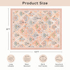 Ashler 8X10 Vintage Rug, Floral Area Rugs, Ultra-Thin Boho Tropical Rug, Vintage Large Rugs For Entryway, Kitchen, Flesh Pink/Be