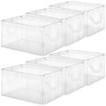 6 Pack Storage Baskets For Shelves, Closet Storage Bins Shelves Decorative Collapsible Baskets With Handles Clear Plastic Closet