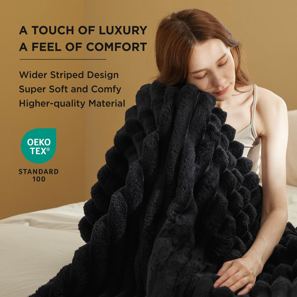 Bedsure Twin Blanket For Couch - Super Soft Cozy Blankets For Women, Cute Small Fleece Blanket For Girls, Black,60X80 Inches, Wi