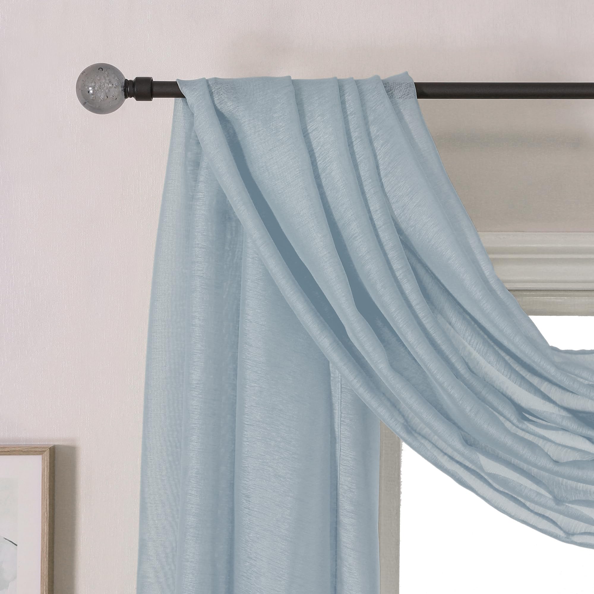 Donren Sheer Scarf Curtain For Bedroom - Window Topper Valance Voile Panel Classic For Sons/Boys/Seniors Room (W52 X L144, 1 Pac